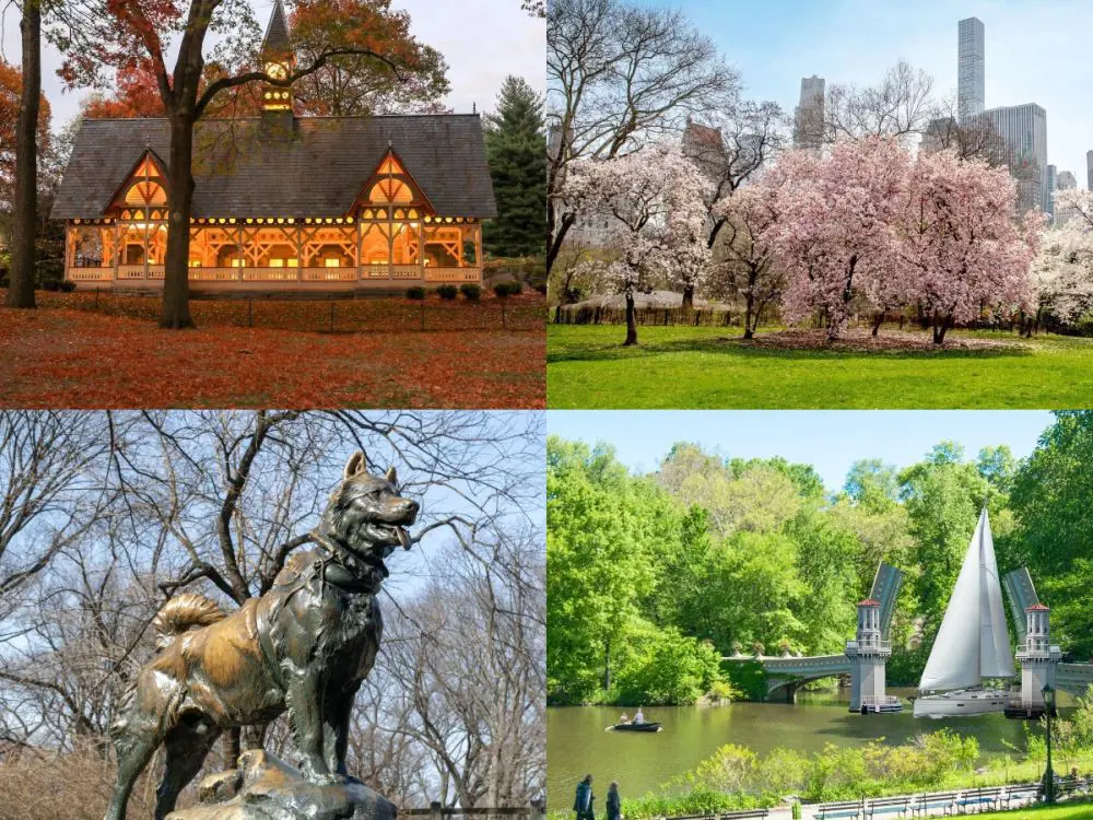 Collage of beautiful attractions at the Central Park
