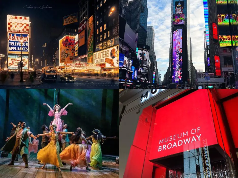 Photo collage of the places to visit in Times Square