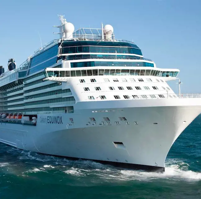 A full frontal view of the Celebrity Equinox sailing in 2015
