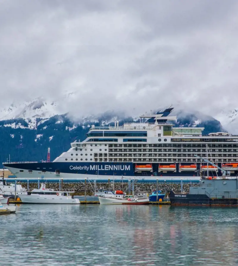 Celebrity Millennium dock at the port in Alaska in May 2023