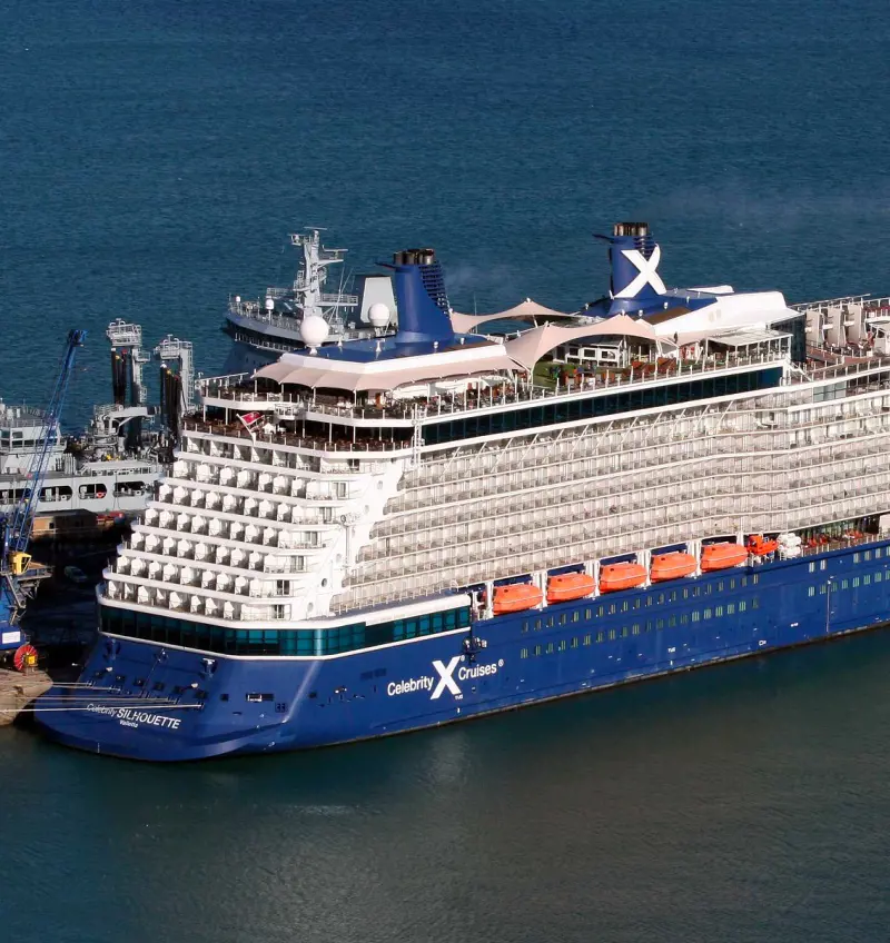 The grand Celebrity Silhouette docked at Portland Ports in March 2022