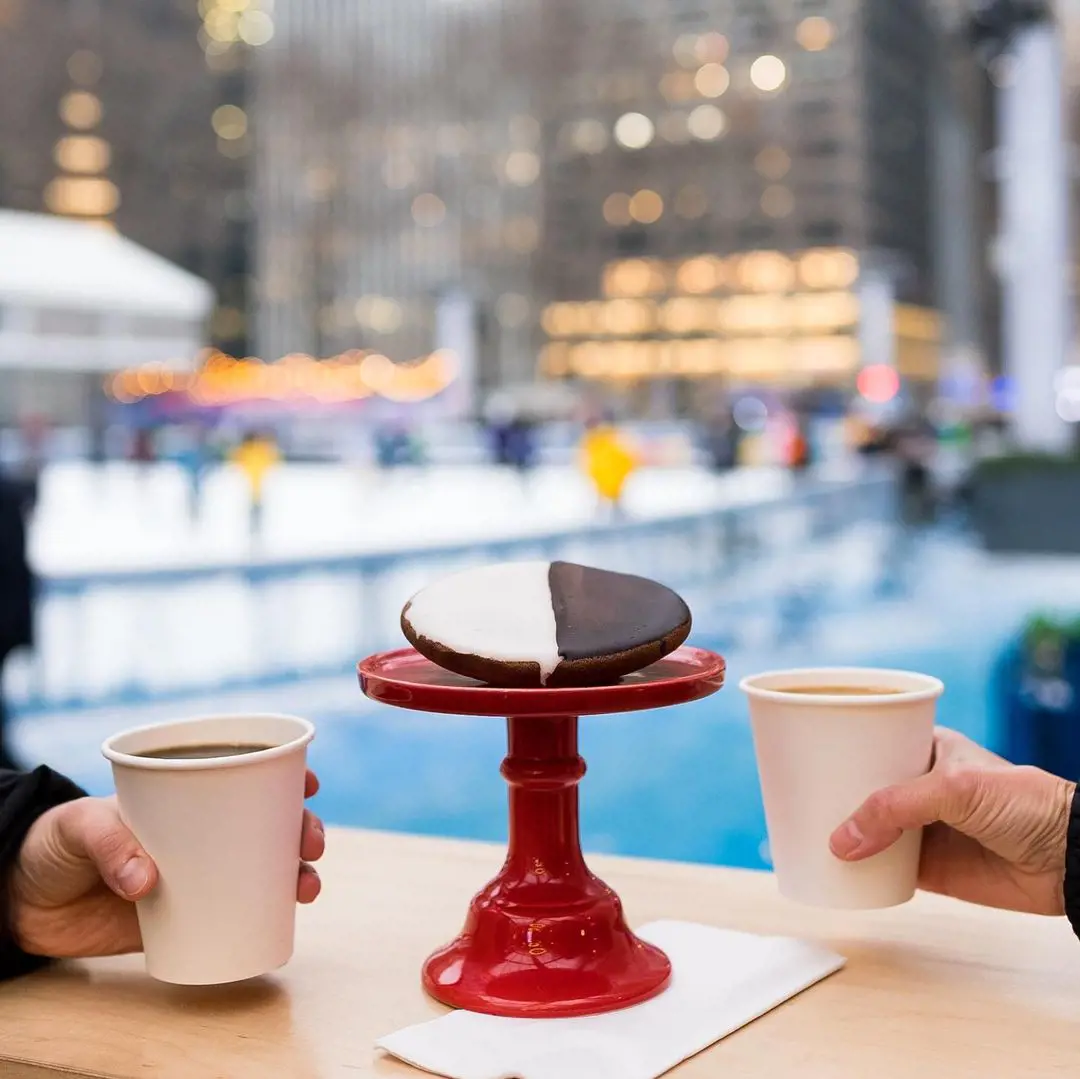 Cocoa and cookies at Bryant Park Winter Village.