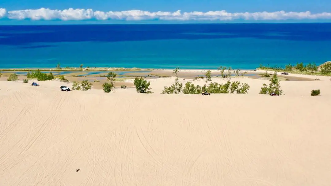 Breathtaking view from the Silver Lake Sand Dunes overlooking Lake Michigan. (Photo By: Michelle Lagestee)