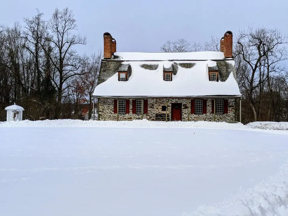 The Dutch manor house beautifully covered in snow during December