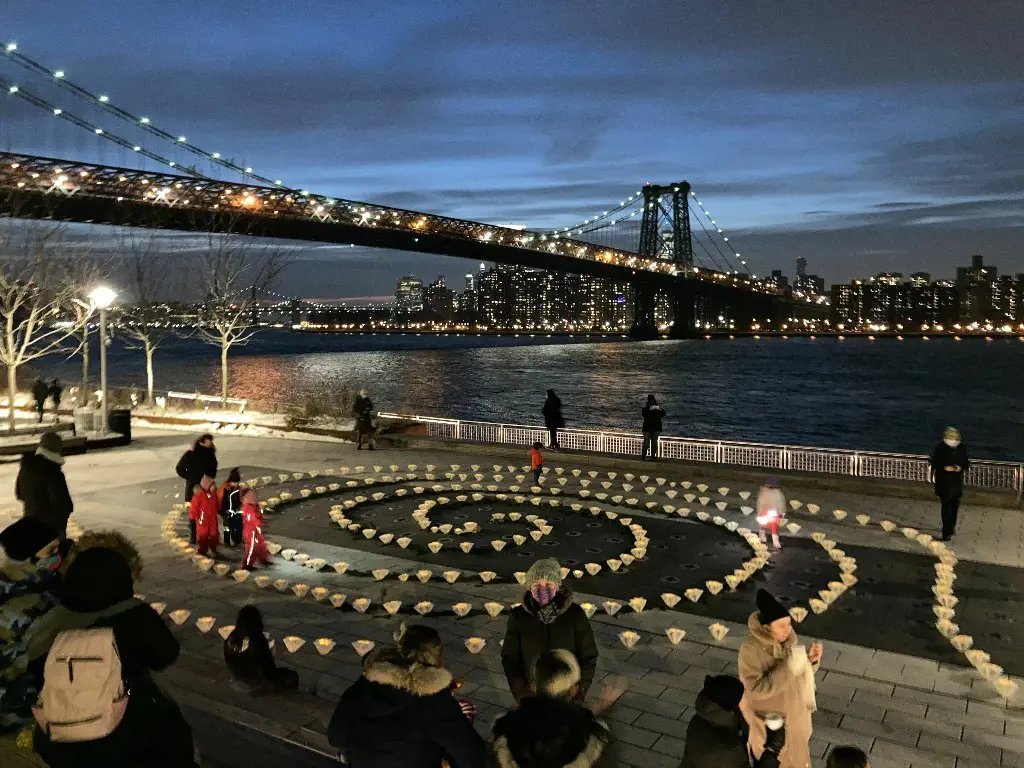 Lantern Festival & Spiral of Light for the Winter Solstice near Brooklyn bridge(photo by Domino Park)