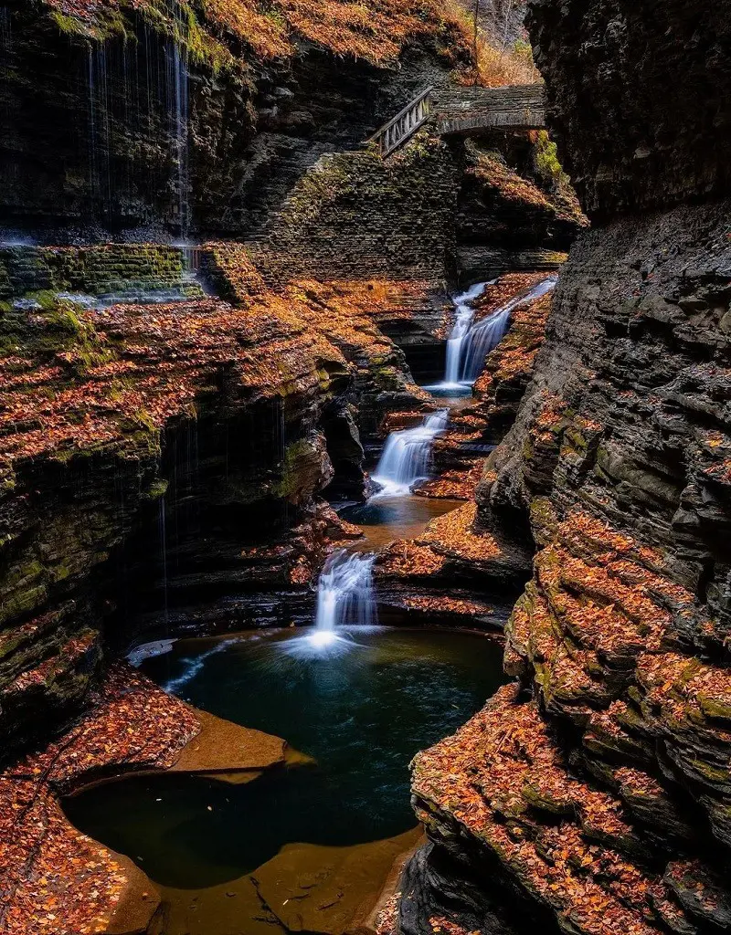 Finger Lakes waterfall during the autumn (photo by @sprungphotography)