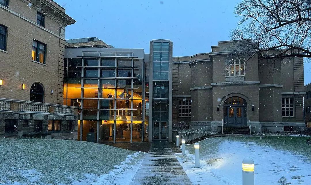 Albany Institute during the winter snowfall.