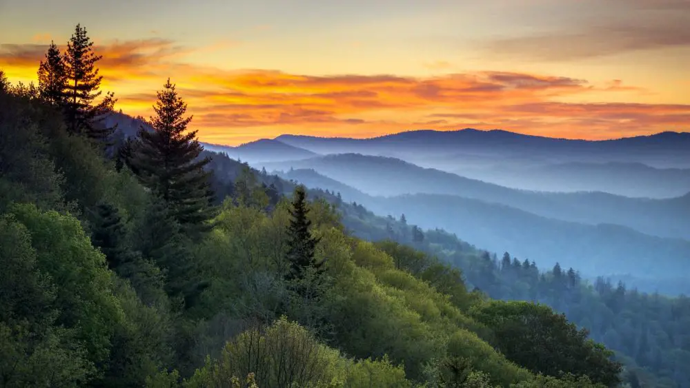 The picturesque view of the Great Smoky Mountains
