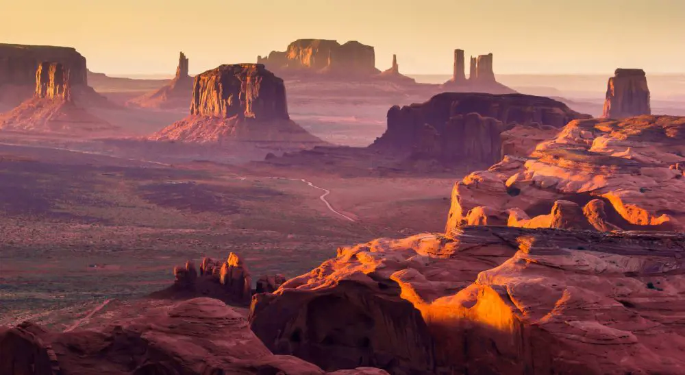 The sandstone formations in Monument Valley