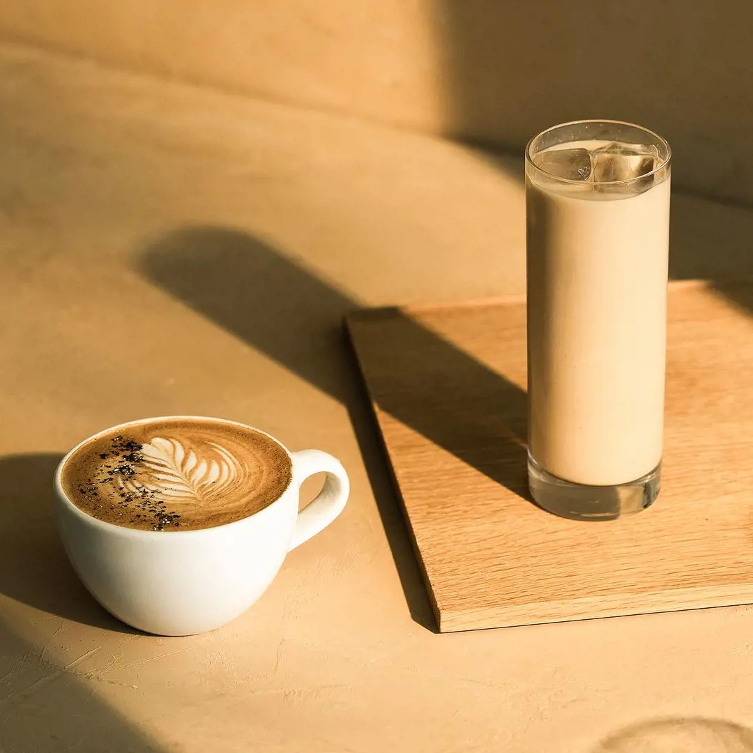 Cardamom Latte and Spiced NOLA at Blue Bottle Coffee.